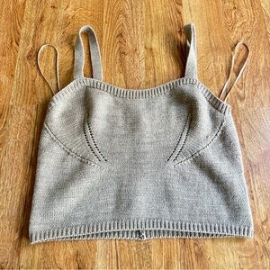 English Factory women's basic sleeveless, cropped sweater tank top Size M Brown